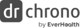 A black and white logo with "dr chrono by EverHealth" in text, featuring a stylized "dr" symbol to the left, highlighting seamless EHR integration.